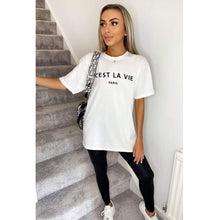 Load image into Gallery viewer, C&#39;EST LA VIE PARIS Slogan T-Shirt
