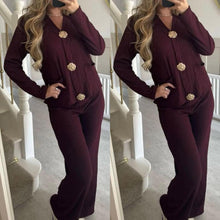 Load image into Gallery viewer, 2 Piece Gold Button Cardigan Loungewear Set

