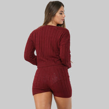 Load image into Gallery viewer, Cable Knitted Loungewear Top &amp; Short Set
