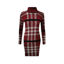 Load image into Gallery viewer, Tartan Print Knitted Polo Neck Midi Dress
