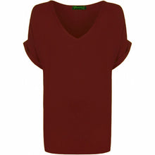 Load image into Gallery viewer, V Neck Turn up Short Sleeve Baggy Top
