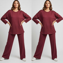 Load image into Gallery viewer, Pop Corn Gold Button Loungewear Set
