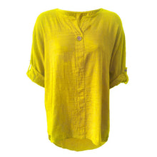 Load image into Gallery viewer, Italian 3/4 Sleeve Turn Up Button Top
